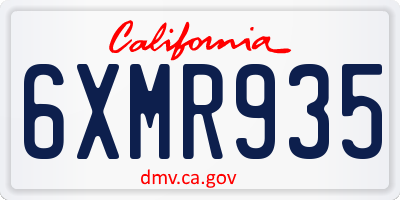 CA license plate 6XMR935