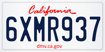 CA license plate 6XMR937