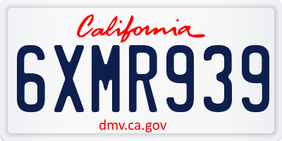 CA license plate 6XMR939