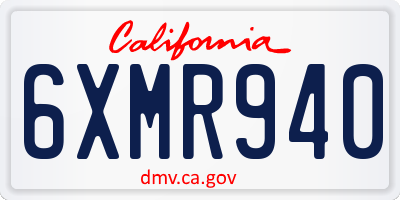 CA license plate 6XMR940