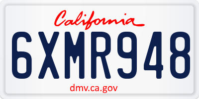 CA license plate 6XMR948