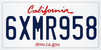 CA license plate 6XMR958