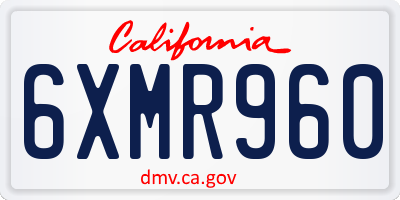 CA license plate 6XMR960