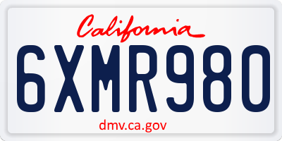 CA license plate 6XMR980