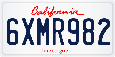 CA license plate 6XMR982