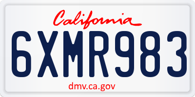 CA license plate 6XMR983