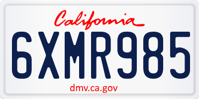 CA license plate 6XMR985