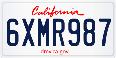 CA license plate 6XMR987