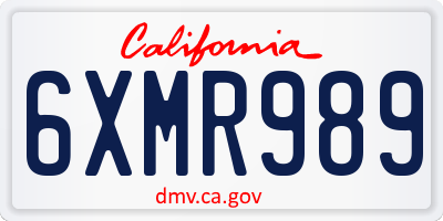 CA license plate 6XMR989