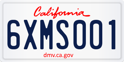 CA license plate 6XMS001