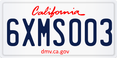 CA license plate 6XMS003