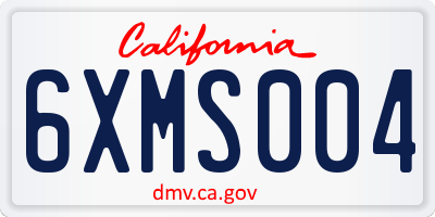 CA license plate 6XMS004