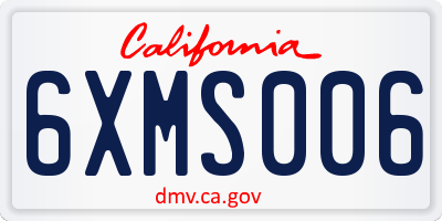 CA license plate 6XMS006