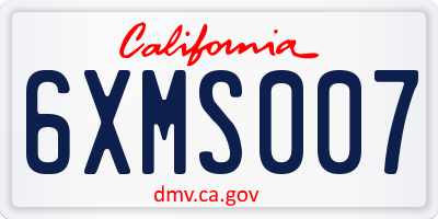 CA license plate 6XMS007