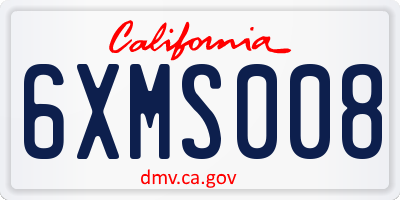 CA license plate 6XMS008