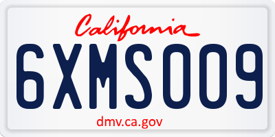 CA license plate 6XMS009