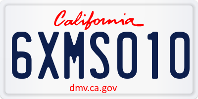 CA license plate 6XMS010