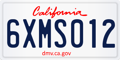 CA license plate 6XMS012