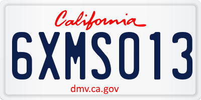 CA license plate 6XMS013