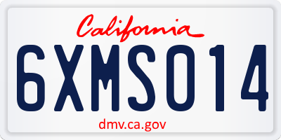 CA license plate 6XMS014