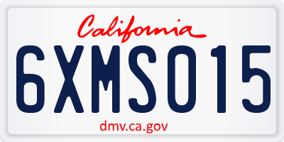 CA license plate 6XMS015