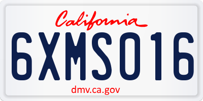 CA license plate 6XMS016