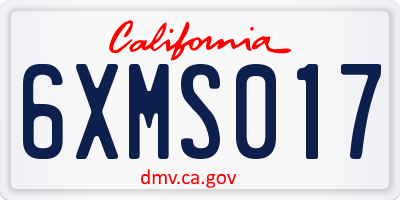 CA license plate 6XMS017