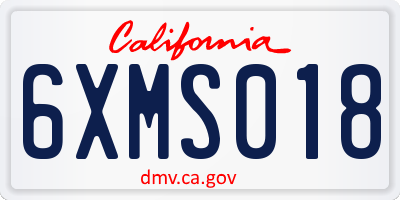 CA license plate 6XMS018