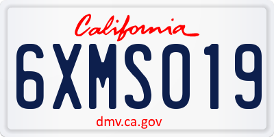 CA license plate 6XMS019