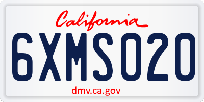CA license plate 6XMS020