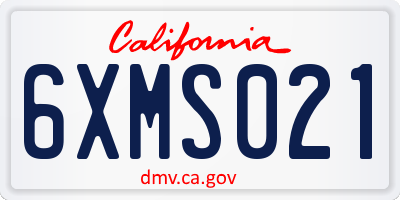 CA license plate 6XMS021