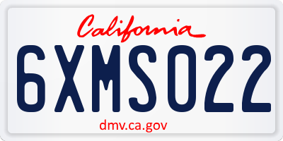 CA license plate 6XMS022