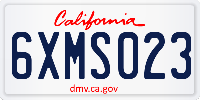 CA license plate 6XMS023