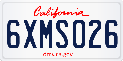 CA license plate 6XMS026