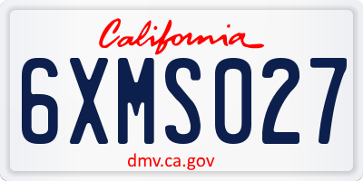 CA license plate 6XMS027