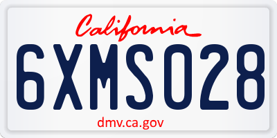 CA license plate 6XMS028