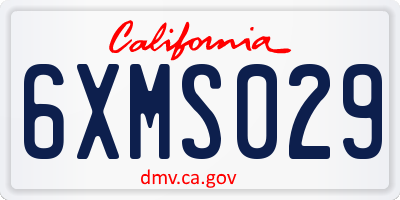 CA license plate 6XMS029