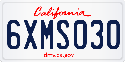 CA license plate 6XMS030