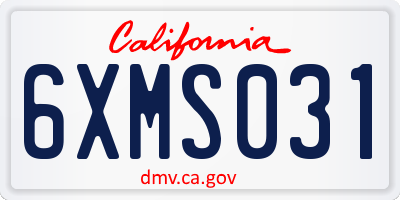 CA license plate 6XMS031