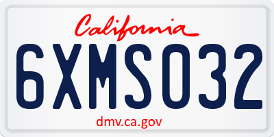 CA license plate 6XMS032