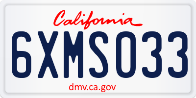 CA license plate 6XMS033