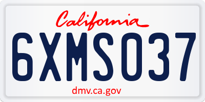 CA license plate 6XMS037