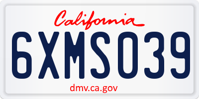 CA license plate 6XMS039