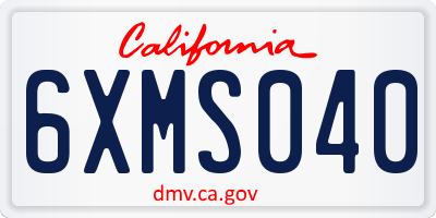 CA license plate 6XMS040
