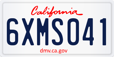 CA license plate 6XMS041