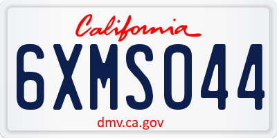 CA license plate 6XMS044