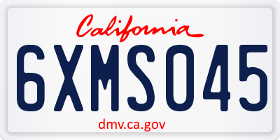 CA license plate 6XMS045