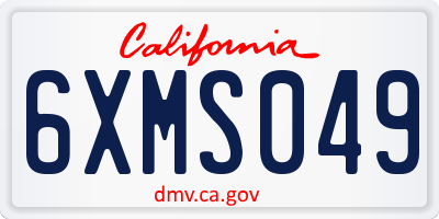 CA license plate 6XMS049
