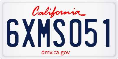 CA license plate 6XMS051