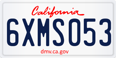 CA license plate 6XMS053